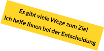 Es gibt viele Wege zum Ziel Ich helfe Ihnen bei der Entscheidung.